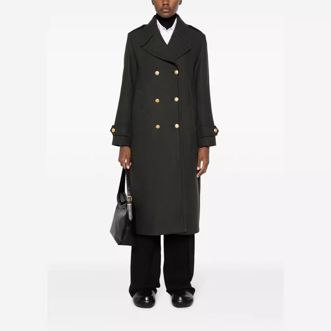 Women's Double-breasted Oversized Wool Blend Coat with Distinctive Lapels and Adjustable Cuffs Mune Fashion