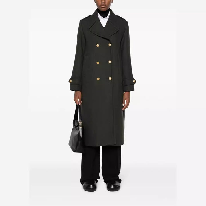 Women's Double-breasted Oversized Wool Blend Coat with Distinctive Lapels and Adjustable Cuffs Mune Fashion