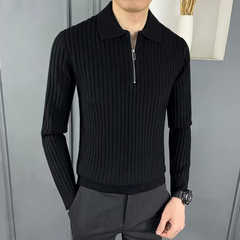 Men's Elegant Knit Sweater with Zipper Mune Fashion