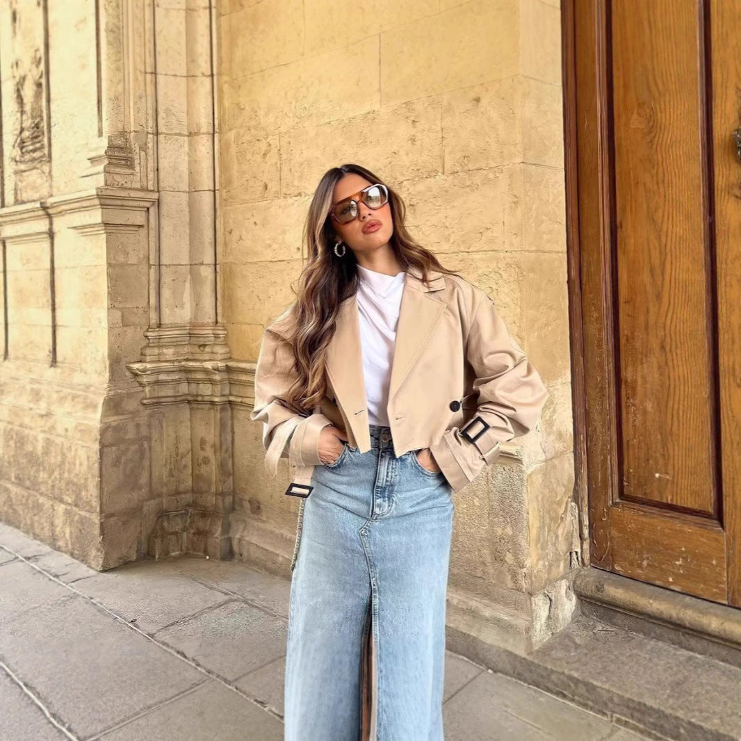 Women's Stylish Short Trench Coat