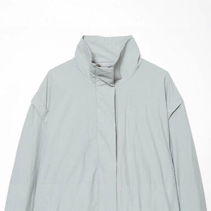 Women's Cropped Technical Stand Collar Jacket with Hidden Front Mune Fashion