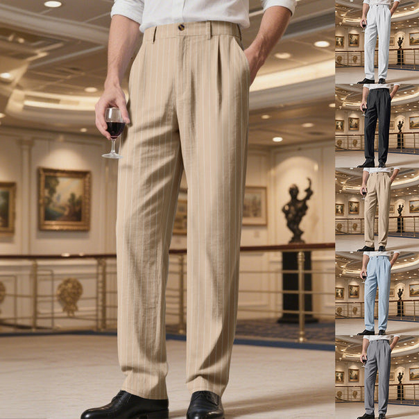 Men's Elegant Suit Trousers with Fine Pinstripe and Comfortable Fit Mune