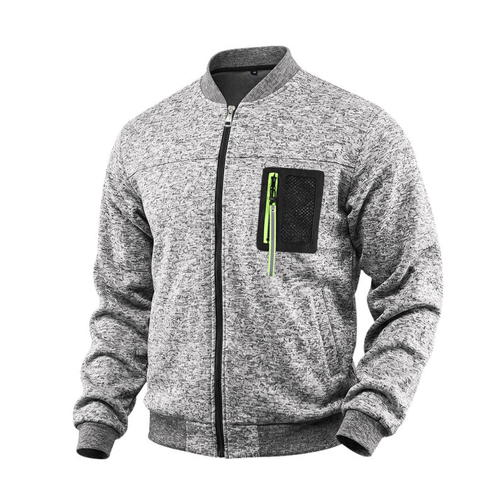 Men's mottled bomber jacket with zipper chest pocket and ribbed cuffs Mune Fashion
