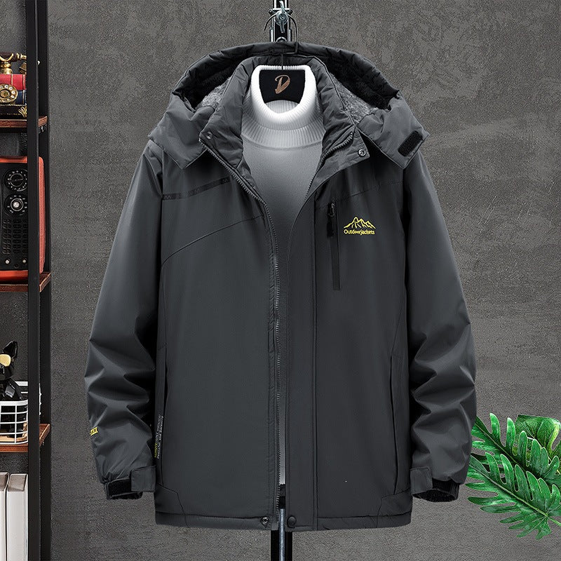 Men's Water-Repellent Functional Transition Jacket with Hood, Chest Zipper & Thermal Lining Mune Fashion