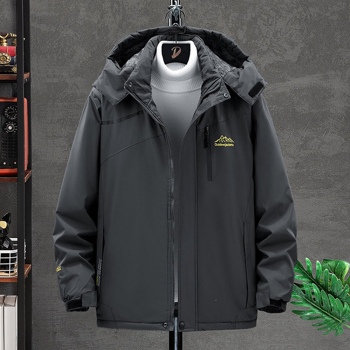 Men's Water-Repellent Functional Transition Jacket with Hood, Chest Zipper & Thermal Lining Mune Fashion