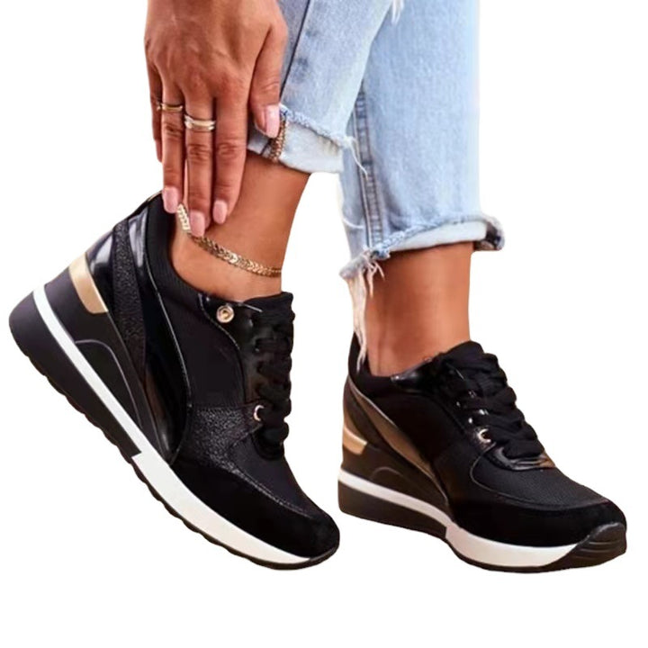 Women's Wedge Sneakers with Internal Wedge Sole and Material Mix Mune Fashion