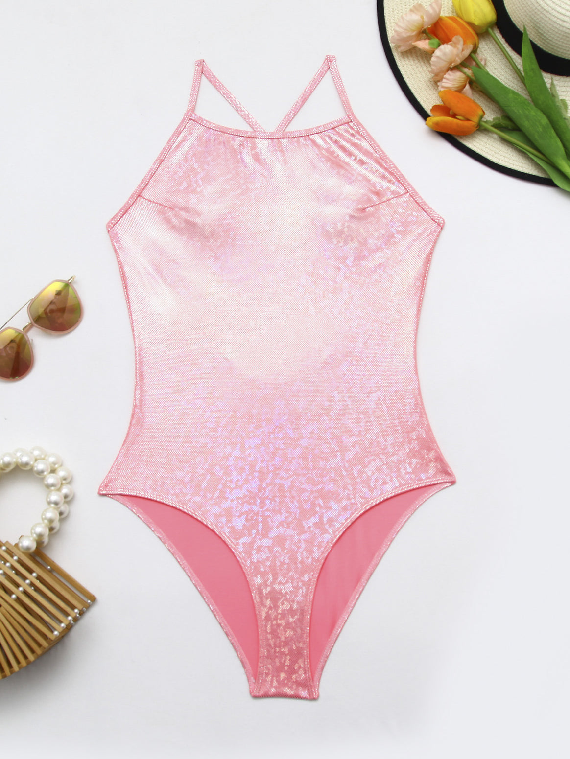 Women's One-Piece Swimsuit with Shimmering Finish Mune Fashion