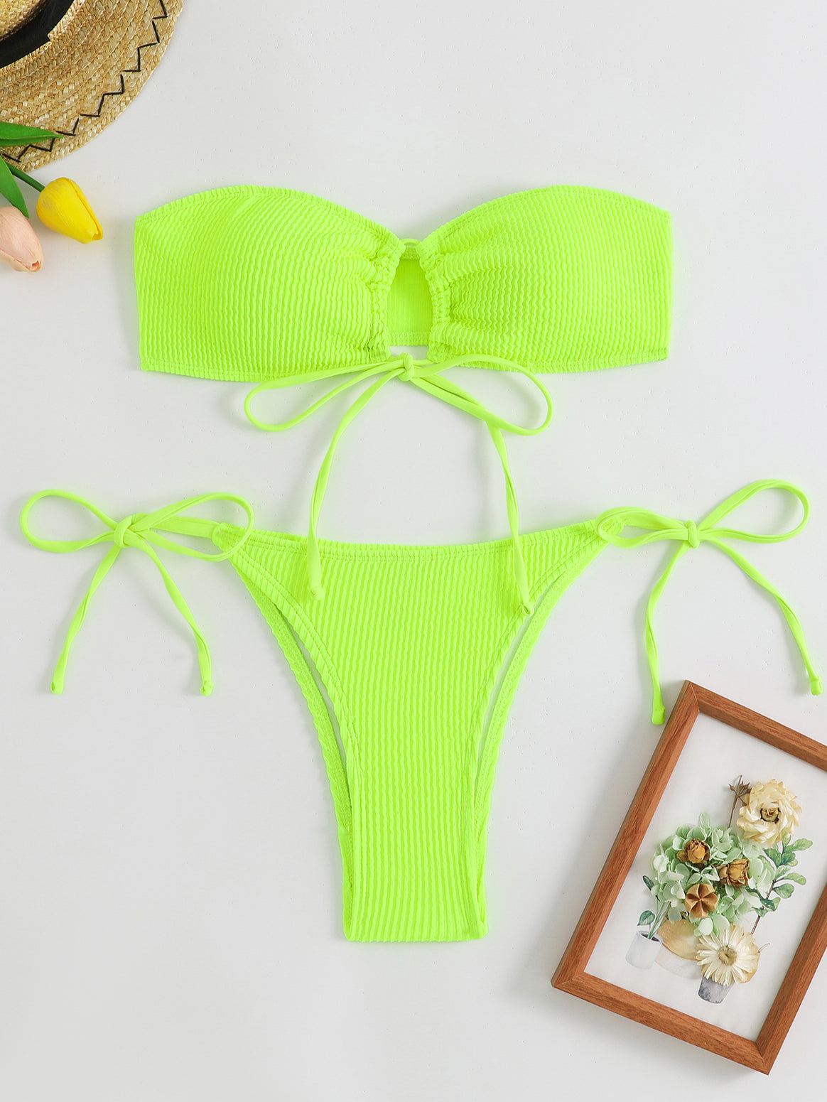 Women's bandeau bikini set with Velcro closure and adjustable ties Mune Fashion