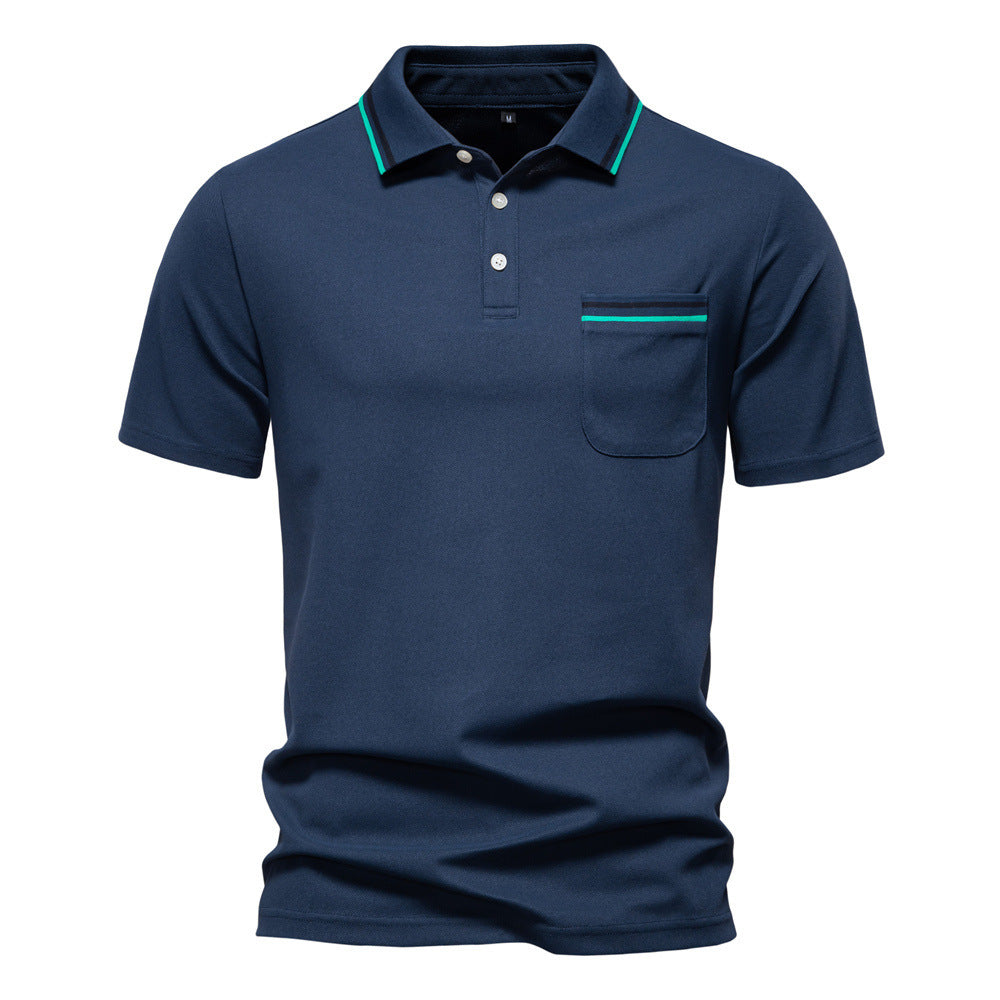 Men's modern polo shirt with patch chest pocket and contrasting trim on the polo collar Mune Fashion