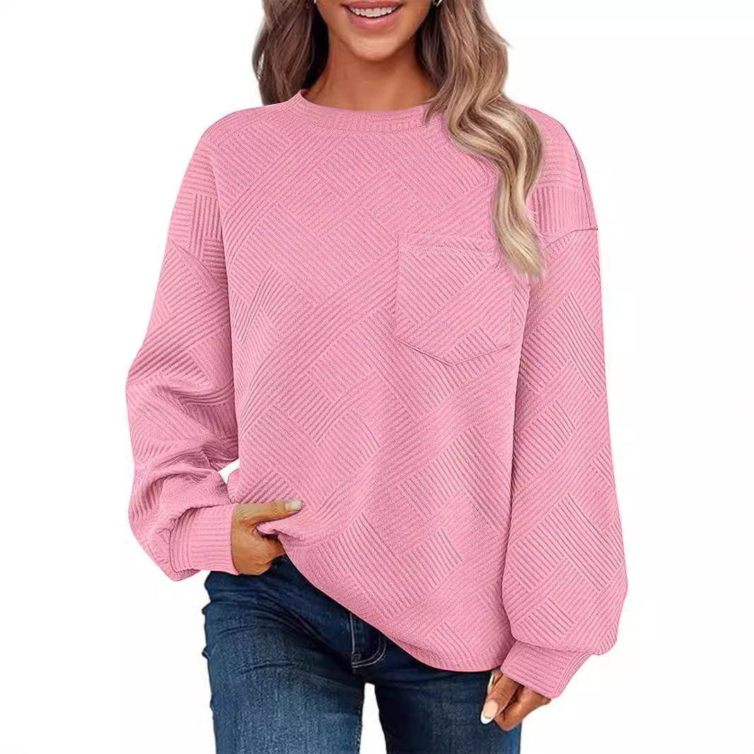 Women's Oversized Textured Knit Sweater with Chest Pocket Mune Fashion