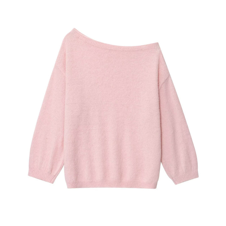 Women's Oversized Knit Sweater with Wide Boat Neck, Raglan Sleeves, and Soft Fluffy Look Mune Fashion