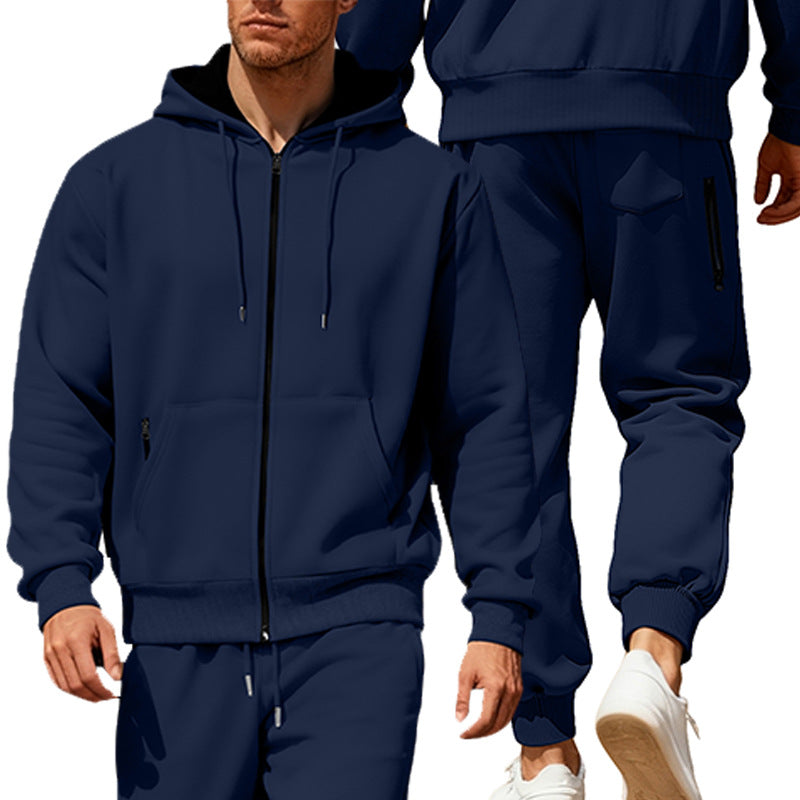 Men's hooded sweatshirt set with full zipper, kangaroo pocket, and tapered joggers with zip pockets Mune Fashion
