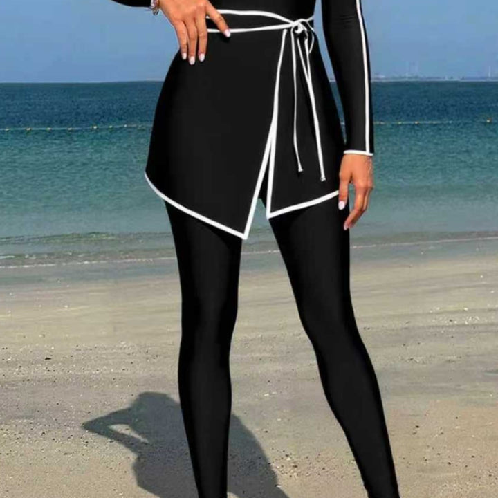 Women’s stylish long sleeve swimsuit with wrap skirt Mune Fashion