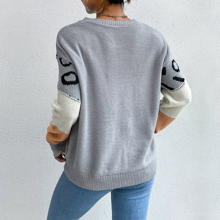 Women's knitted sweater with leopard pattern and block stripes Mune Fashion