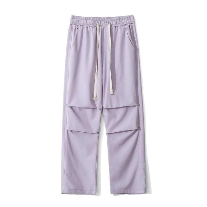 Women Loose Fit Cargo Pants with Snap Button Panels and Drawstring Waist Mune Fashion