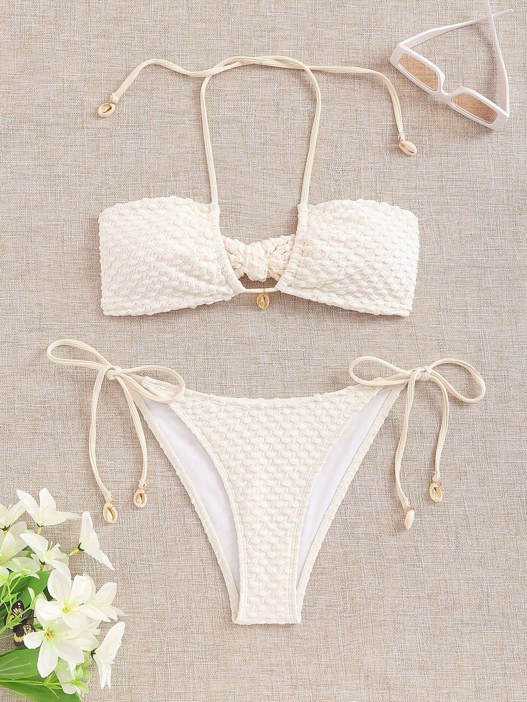 Women's Bandeau Bikini with Elastic Ties Mune Fashion