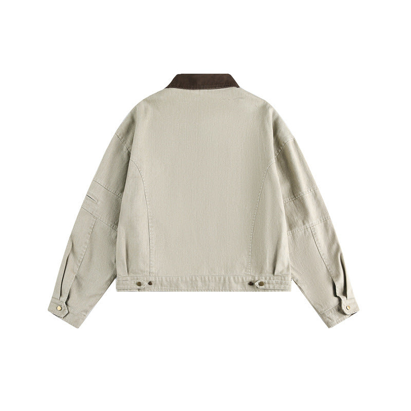 Unisex Boxy-Canvas-Jacket with contrast collar and multifunctional flap pockets Mune Fashion