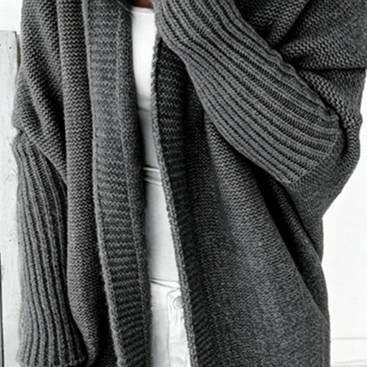 Women's Longline Hooded Knit Cardigan with Open Front Mune Fashion