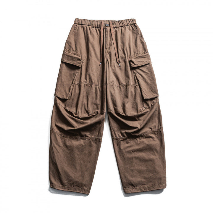 Men's Baggy Cargo Pants with Elastic Waistband, Drawstring, and Reinforced Knee Areas Mune Fashion