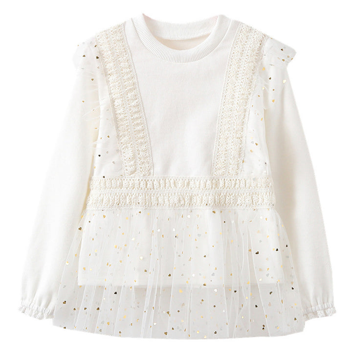Girl's sweatshirt with ruffle details and tulle trim Mune Fashion