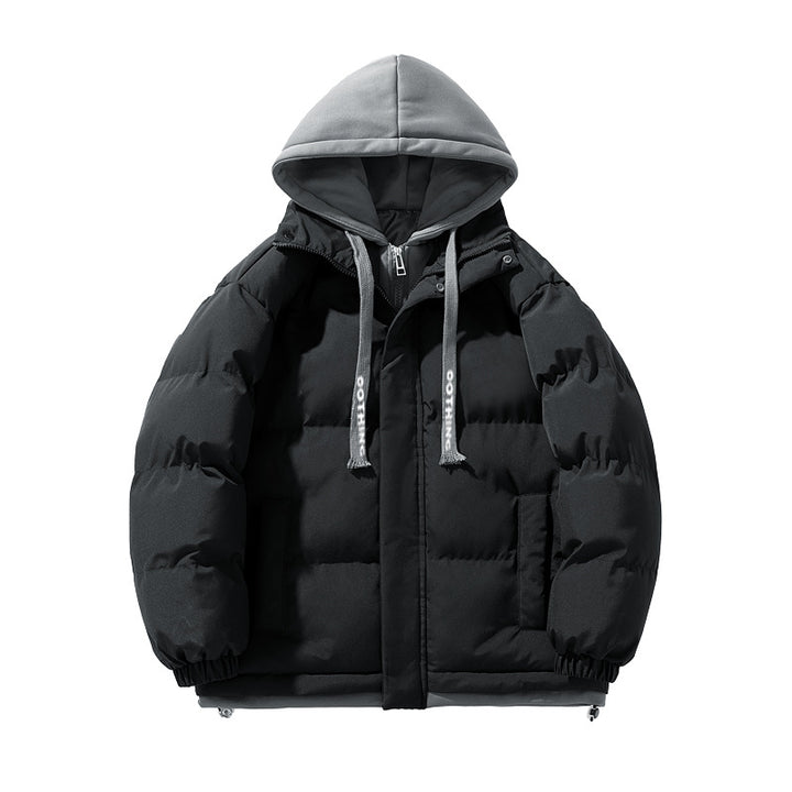 Unisex short cut quilted puffer jacket with two-layer contrasting hood Mune Fashion