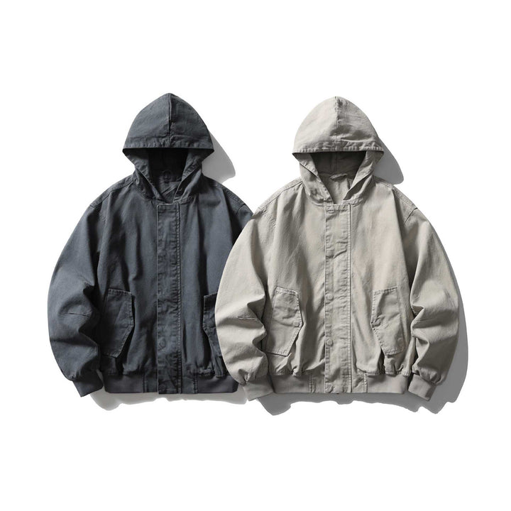 Unisex Boxy Utility Hooded Jacket made of sturdy canvas with ribbed cuffs and flap pockets Mune Fashion