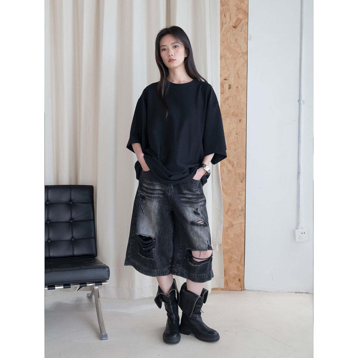 Women Oversized Boxy T-Shirt with Extended Sleeves and Heavy Cotton Quality Mune Fashion