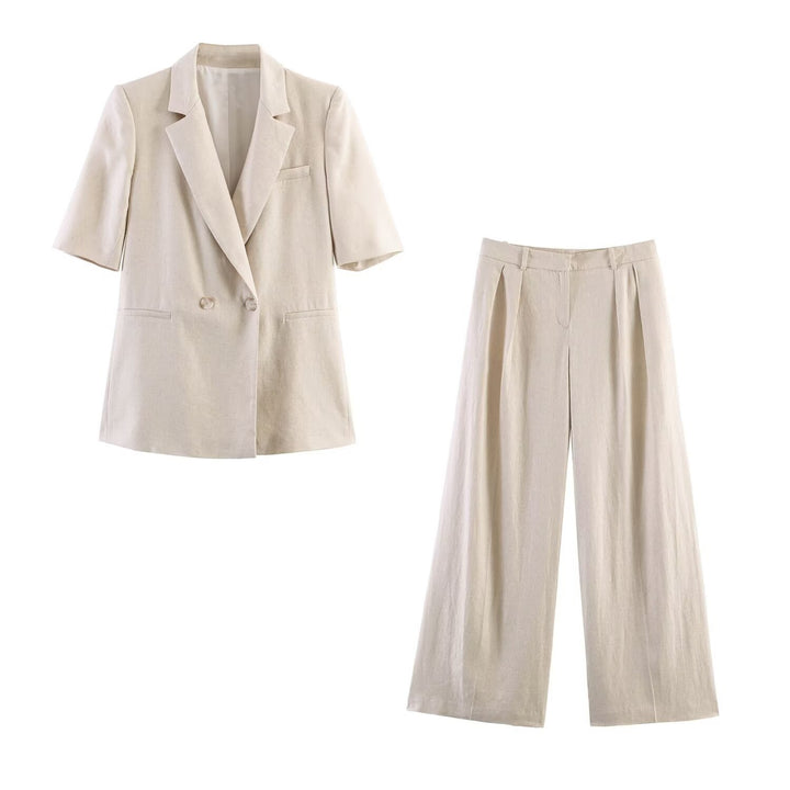 Women's Loose Linen Trousers with Pleats and Wide Palazzo Cut Mune Fashion