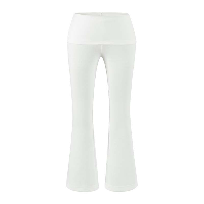 Women's High Waist Flared Pants with Stretch Jersey Waistband Mune Fashion