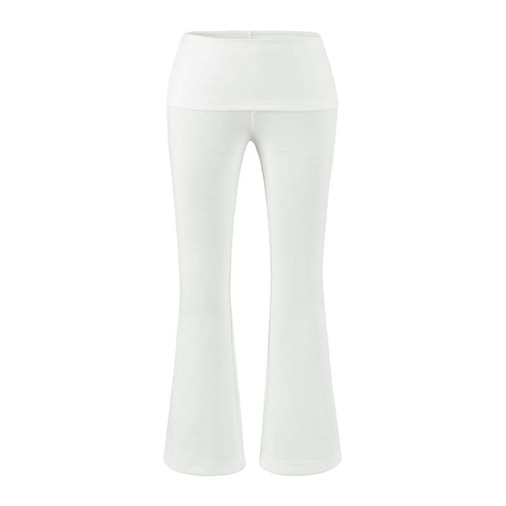Women's High Waist Flared Pants with Stretch Jersey Waistband Mune Fashion