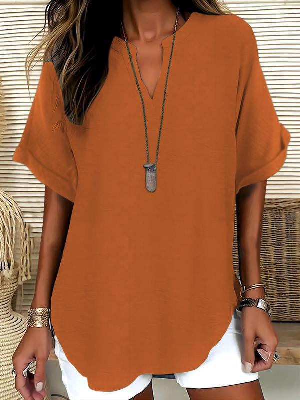 Ladies casual tunic with V-neck and wide-cut sleeves Mune Fashion