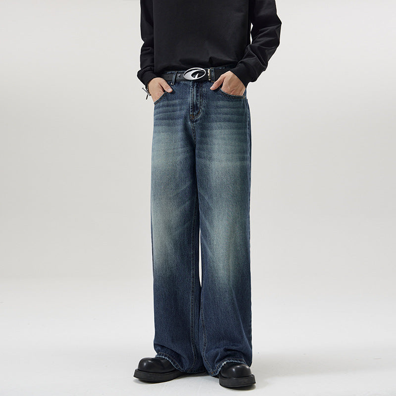 Men's Wide Jeans in Loose Fit with High Waist and Used Effect Mune Fashion