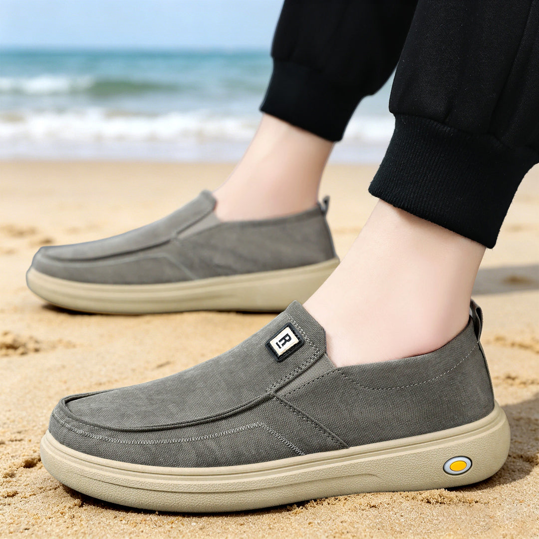 Men's casual canvas slip-on leisure shoe with memory insole and shock-absorbing rubber sole Mune Fashion