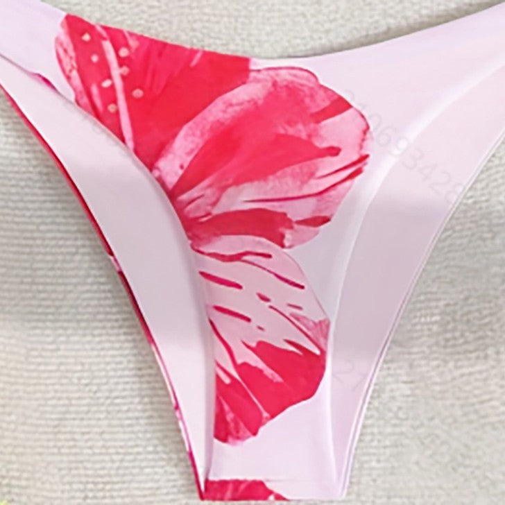 Women's triangle bikini set with floral design and adjustable straps Mune Fashion