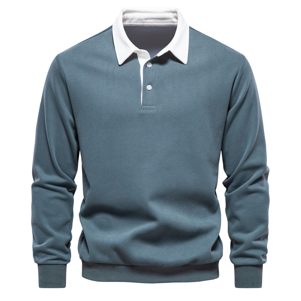 Men's elegant long sleeve polo shirt with contrast collar Mune Fashion