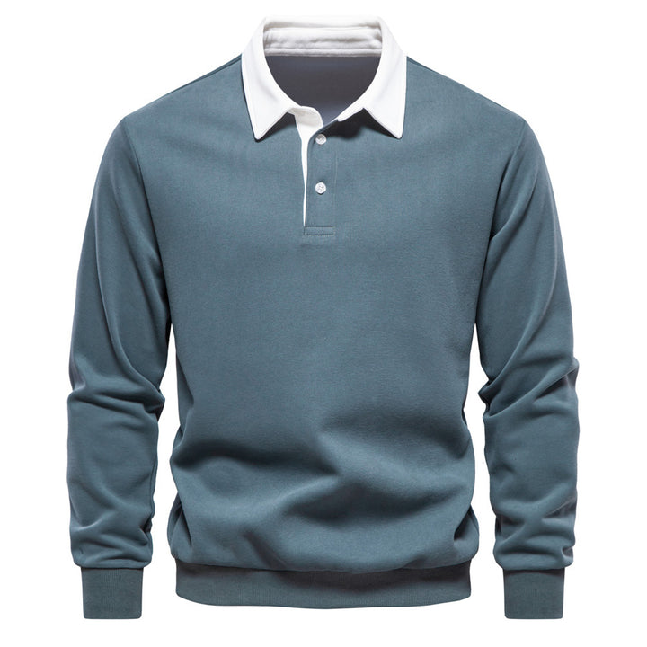 Men's elegant long sleeve polo shirt with contrast collar Mune Fashion