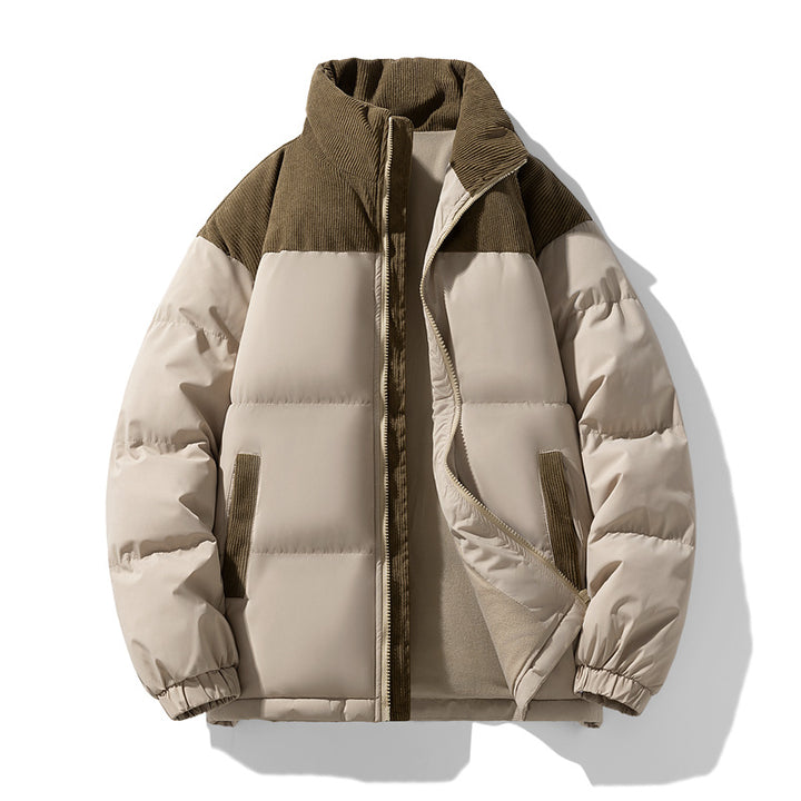 Men's quilted winter jacket with cord trim, high stand-up collar, and warm insulation Mune Fashion