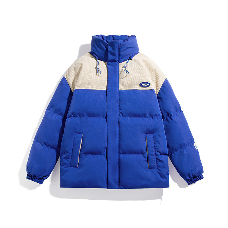 Men's Padded Oversize Quilted Jacket with High Stand-Up Collar and Contrasting Shoulder Panel Mune Fashion