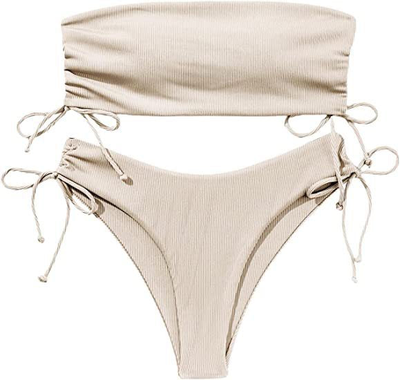 Women Bandeau Bikini with Ruffle Mune Fashion