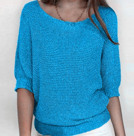 Ladies nan lightweight casual fine knit pullover with wide neckline Mune Fashion