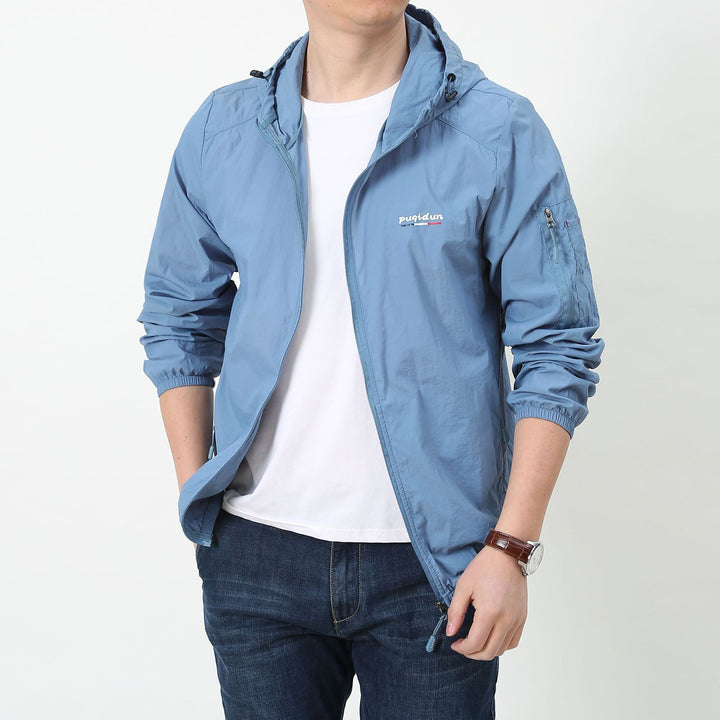Men's Light Windbreaker Jacket with Adjustable Hood Mune Fashion 1787797828