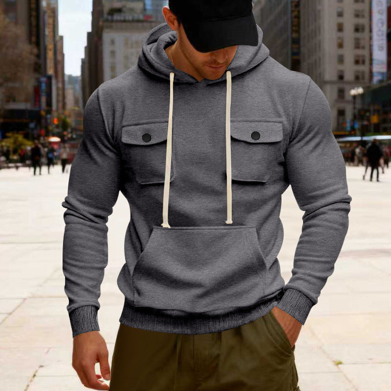 Men's hooded sweatshirt with chest flap pocket, kangaroo pocket & ribbed cuffs Mune Fashion