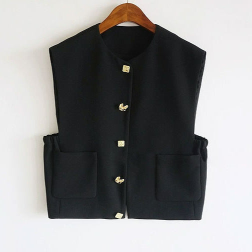 Women’s Fashionable Sleeveless Vest with Button Details Mune Fashion