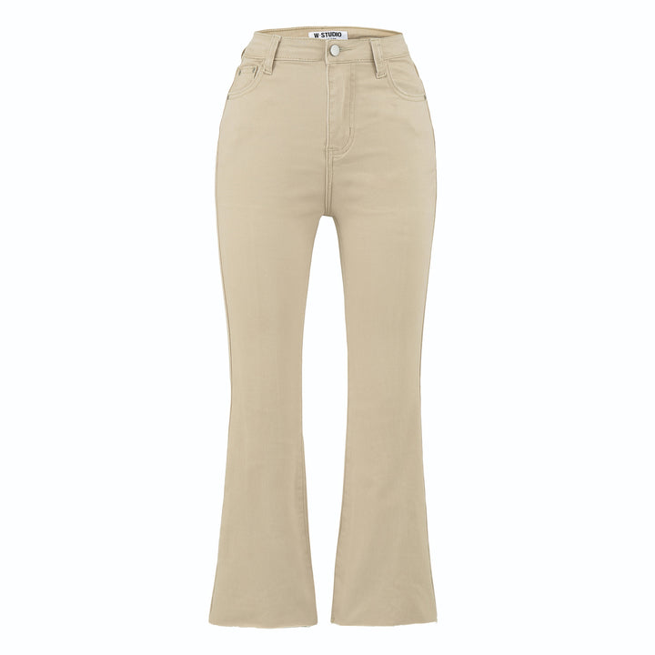 Women's Highwaist Flared Trousers made of Stretch Denim with five pockets and raw hem Mune Fashion