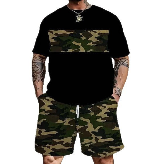 Men's casual leisure two-piece set with large smiley sunglasses print Mune Fashion