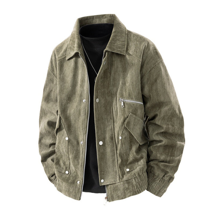 Men's corduroy blouson with zipper, chest zipper, flap and zip pockets, as well as elastic cuffs Mune Fashion