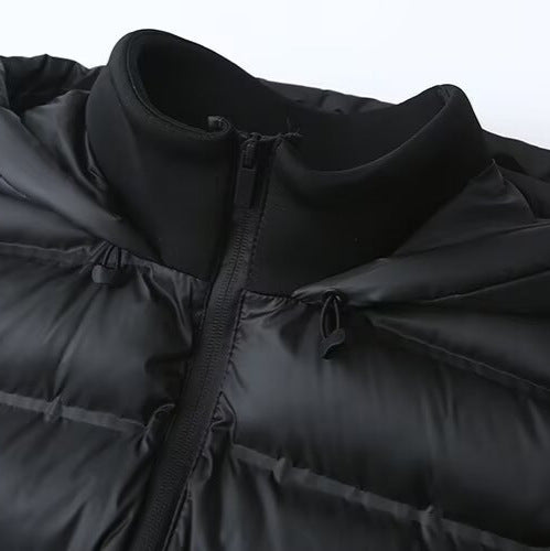 Women Hybrid Padded Jacket with Softshell Sleeves and Hood Mune Fashion