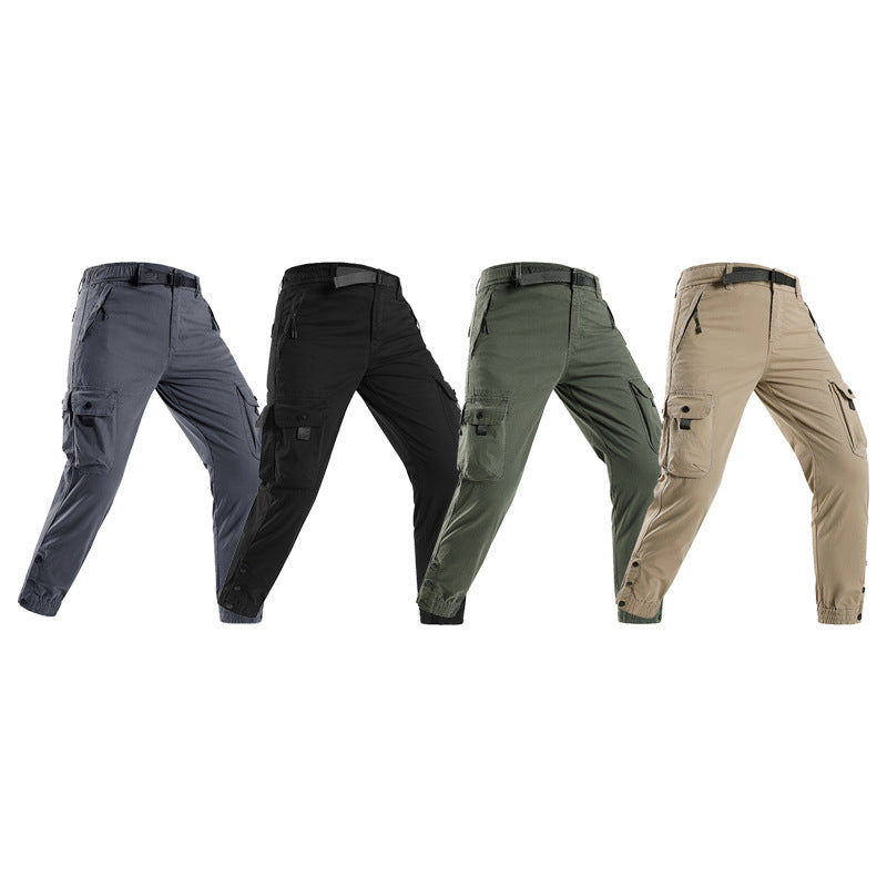 Men's technical utility cargo pants with integrated web belt, zippered pockets, and adjustable leg cuffs Mune Fashion