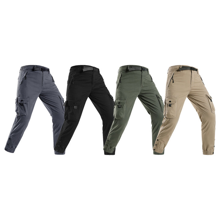 Men's technical utility cargo pants with integrated web belt, zippered pockets, and adjustable leg cuffs Mune Fashion