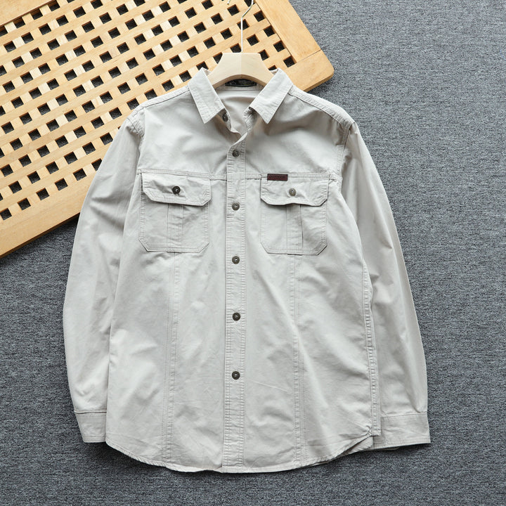 Men's shirt jacket made of cotton twill with chest flaps and button placket Mune Fashion